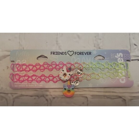 Nwt Claire's Friends Forever BFF Necklace Set Unicorn Donuts - Picture 1 of 1